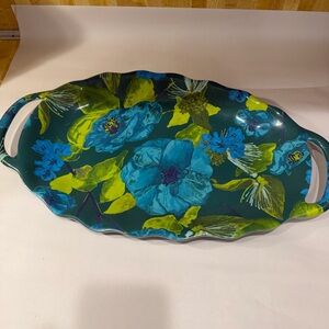 OpalHouse Melamine Blue & Green Floral Design with Handles, 20x11Tiki Party